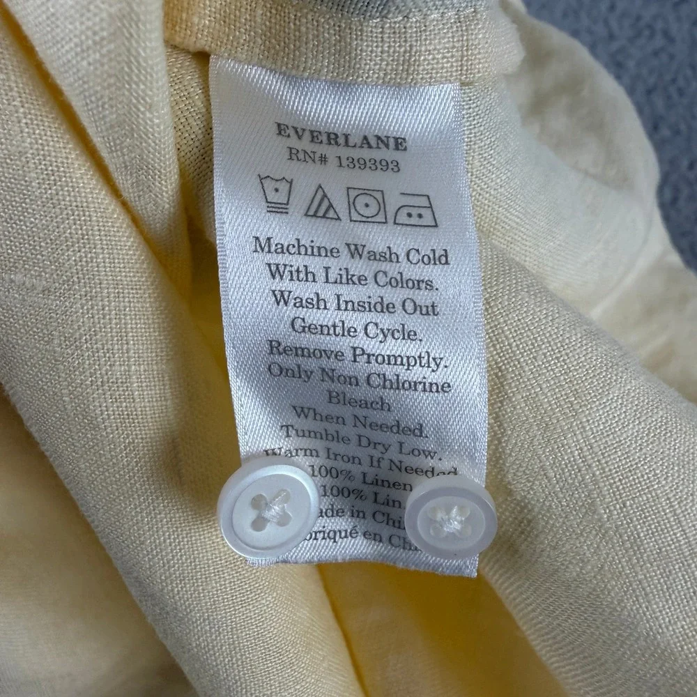 Everlane Shirt Mens 16 Yellow 100% Linen Button Down Long Sleeve Casual - Picture 8 of 9